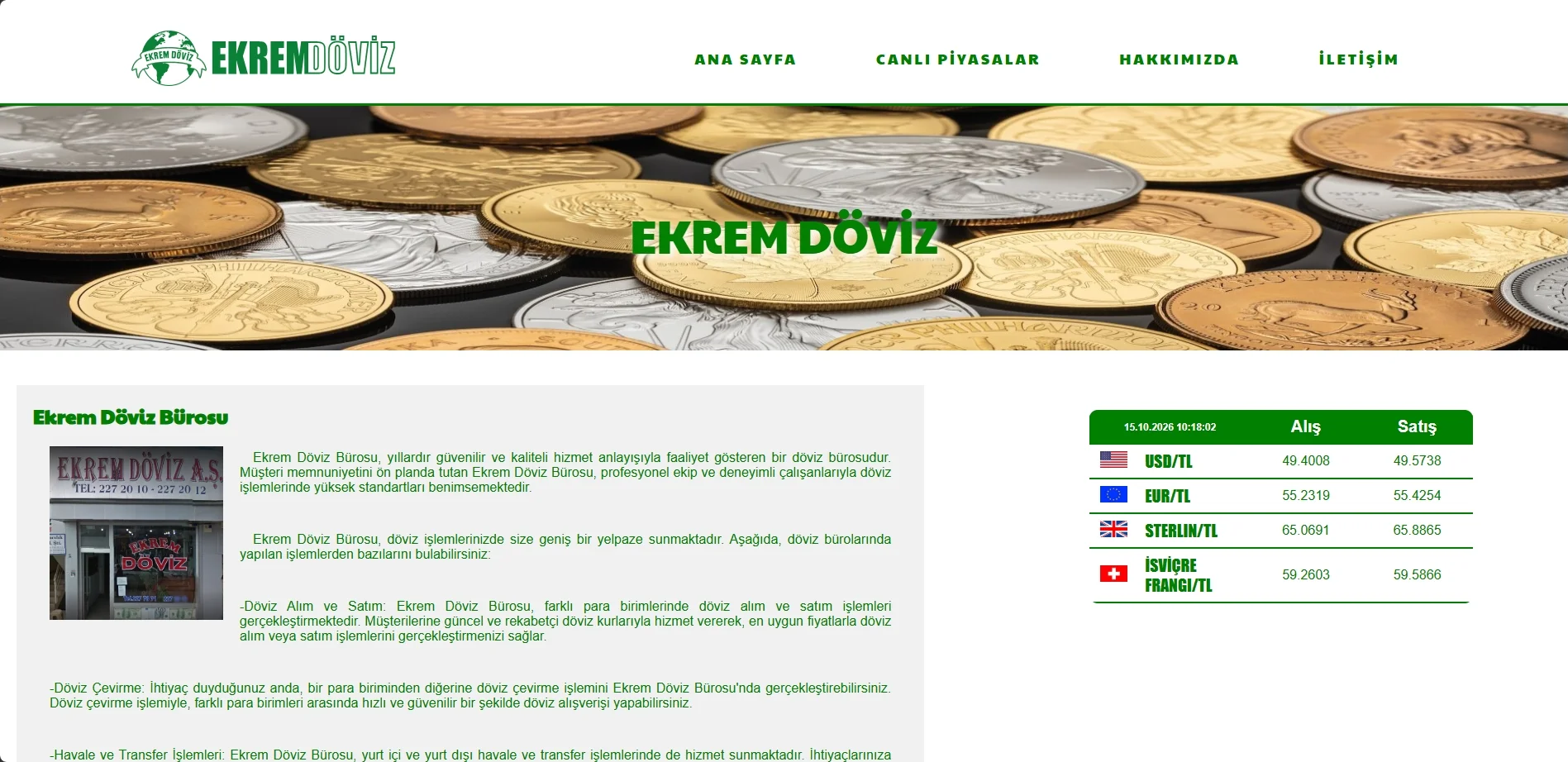 Ekrem Döviz Iğdır - Kurumsal Döviz Şirketi & Canlı Kur Tanıtım Platformu
